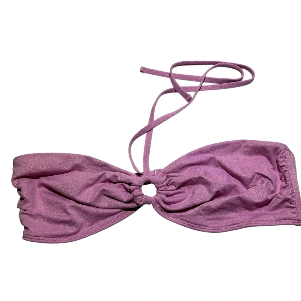 Abercrombie & Fitch Pink Shimmer Ring Bandeau Bikini Top size XL